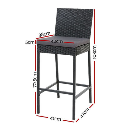 Gardeon Set of 2 Outdoor Bar Stools Dining Chairs Wicker Furniture -Home Living Store - -