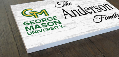 George Mason Family Name Sign – Personalized George Mason University Wood Plaque for Alumni or Graduation