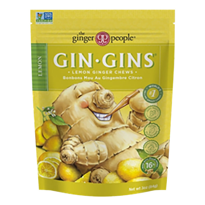 Ginger People Ginger Gins Lemon Ginger Chews - 12 Count