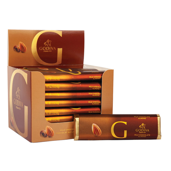 Godiva Milk Chocolate With Almonds 1.5oz Bar - 24ct