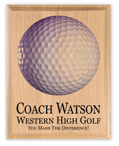 Golf Coach Gift Plaque - Personalized Signable Custom Wood Award