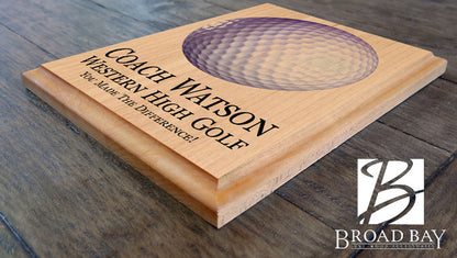 Golf Coach Gift Plaque - Personalized Signable Custom Wood Award