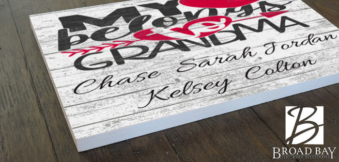 Grandma Gift Sign Personalized with Grandkids Names - Broad Bay Personalized Gifts Shipped Fast