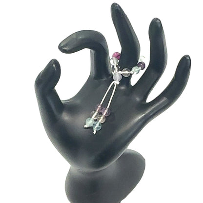 One Rainbow Fluorite Gemstone Mala Ring