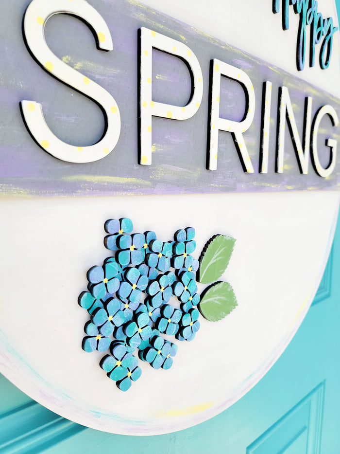 Happy Spring Hydrangea Door Hanger
