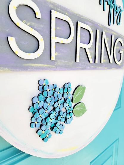 Happy Spring Hydrangea Door Hanger