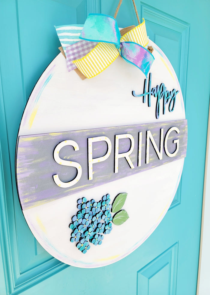 Happy Spring Hydrangea Door Hanger