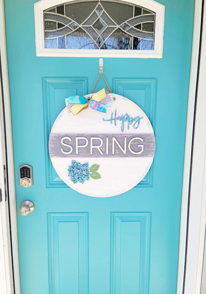 Happy Spring Hydrangea Door Hanger