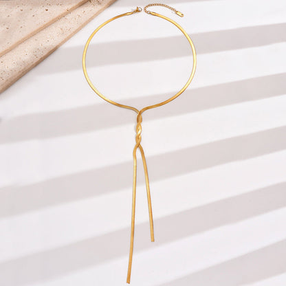 Herringbone Lariat Necklace - Gold/Silver