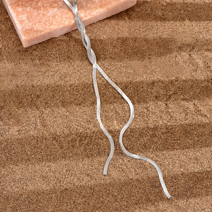 Herringbone Lariat Necklace - Gold/Silver