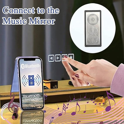 Hollywood Makeup Mirror with two bluetooth speakers | Black