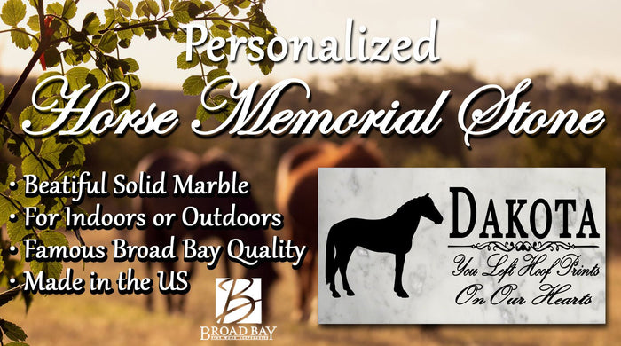Horse Memorial Stone Equine Personalized Garden Marker Grave Marker for Outdoors or Indoors - Broad Bay Personalized Gifts Shipped Fast