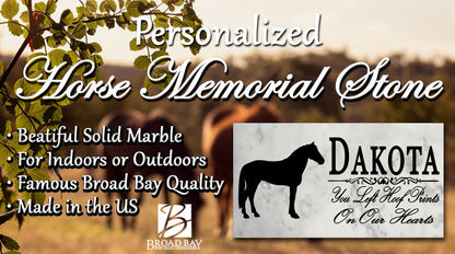 Horse Memorial Stone Equine Personalized Garden Marker Grave Marker for Outdoors or Indoors - Broad Bay Personalized Gifts Shipped Fast