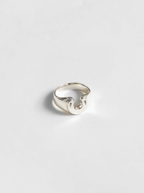 Wolf Circus Unisex Men's Horseshoe Ring in Sterling Silver | Horseshoe Shaped Signet | Recycled Materials-Rings-wolfcircus.com