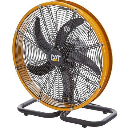 Diagonal view of Floor Power Fan in Yellow Grey by Caterpillar