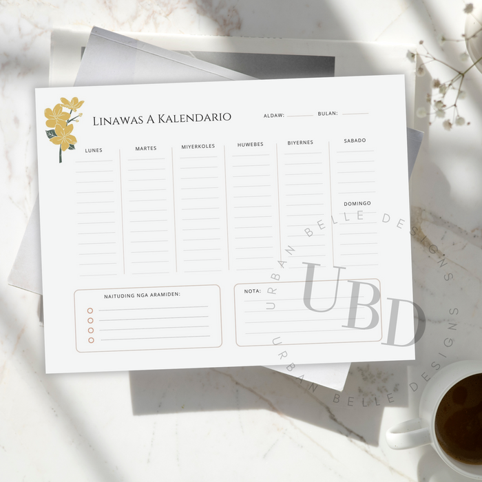 Ilocano Weekly Calendar Notepad - Linawas A Kalendario