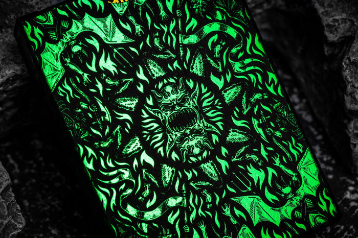 Inferno Playing Cards Emerald Blaze Playing Cards by Darkside Playing Card Co