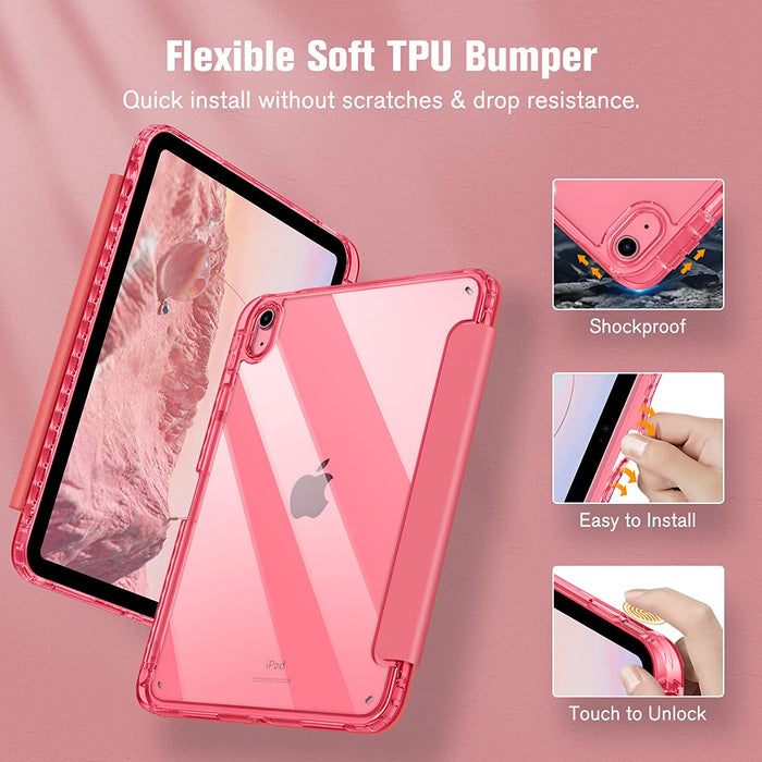iPad 11th Gen (A16 Chip), iPad 10th Gen (10.9", 2022) Slim Case w/ Crystal Transparent Back Cover & Pencil Holder | Fintie