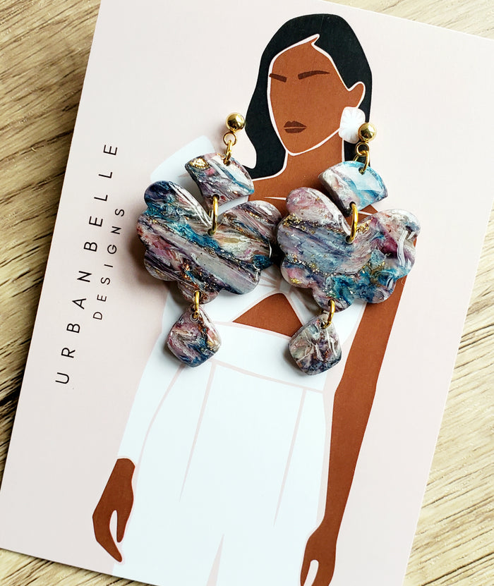 ISLA Marbled Statement Earrings - Midnight Romance