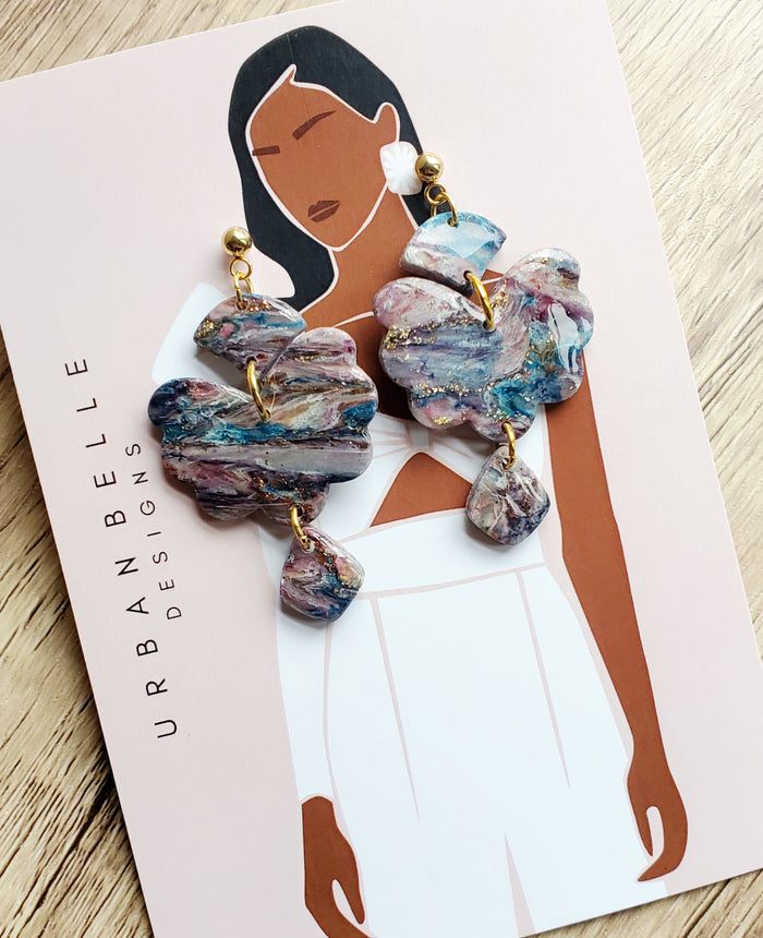 ISLA Marbled Statement Earrings - Midnight Romance