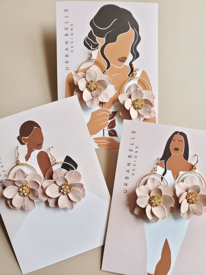 JOSIE Rose Floral Hoop Earrings 14K Gold Filled