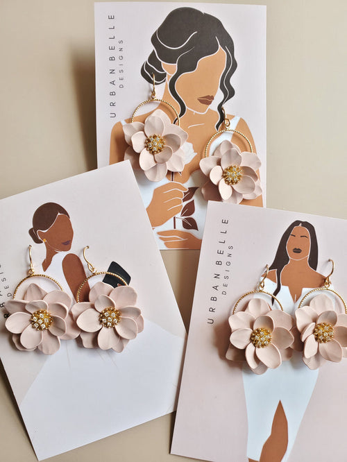 JOSIE Rose Floral Hoop Earrings 14K Gold Filled