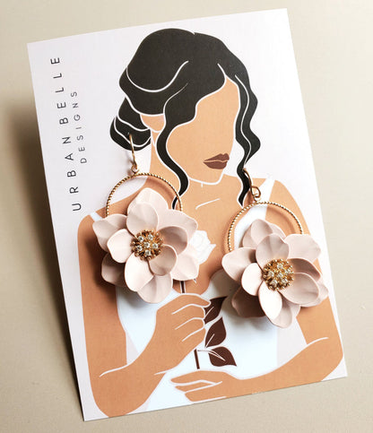 JOSIE Rose Floral Hoop Earrings 14K Gold Filled