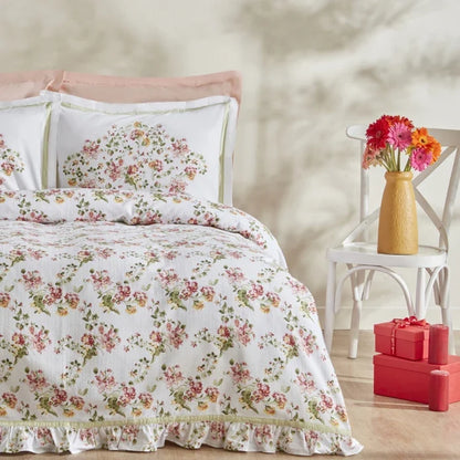 Karaca Home Emilie Ensemble de Plaid 100% Coton Double Taille Rose