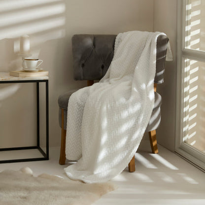 Karaca Leaves, Couverture, 130x150cm, Blanc