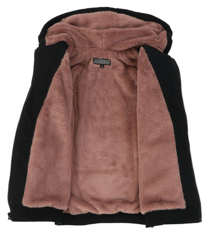 Kids Black Fully Lined Fur X Style Hoodie with thumb hole - Mauve