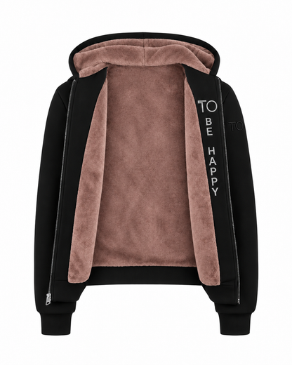 Kids Black Fully Lined Fur X Style Hoodie with thumb hole - Mauve