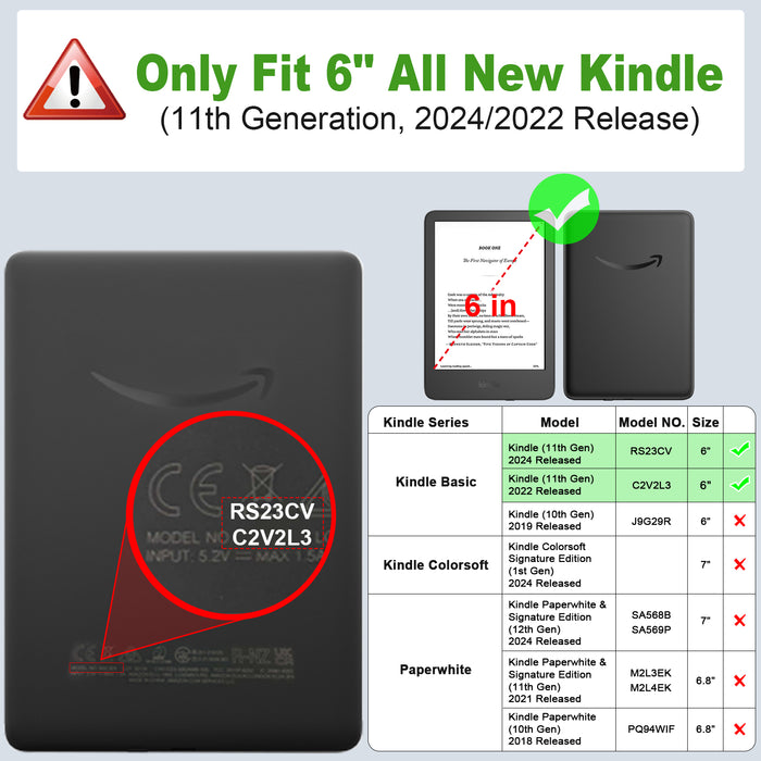 Kindle 11th Gen (6-Inch, 2024/2022) Hybrid Slim Case | Fintie