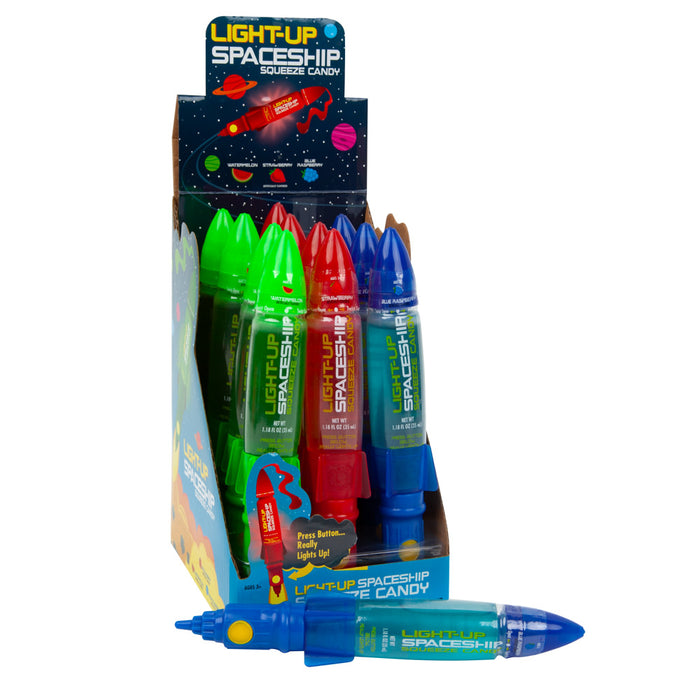 Koko's Candy Co Light Up Spaceship Squeeze Liquid Candy - 12 Count
