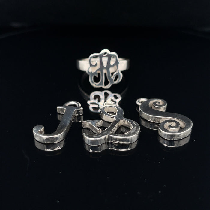 Letter Initial pendants in Sterling Silver