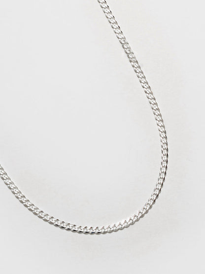 Wolf Circus Unisex Men's Curb Chain Necklace Sterling Silver Diamond Cut | Liam Necklace in Sterling Silver-Necklaces-wolfcircus.com
