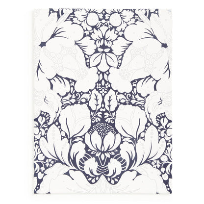 The Liberty London 9 x 12 Paint by Number Kit Glastonbury features a detailed black and white floral design with symmetrical, stylized flowers and leaves, inspired by classic Glastonbury patterns for a decorative, premium look.