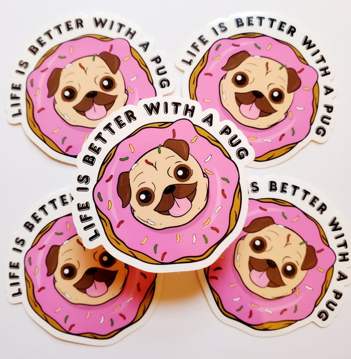 Life Is Better With a Pug Sticker