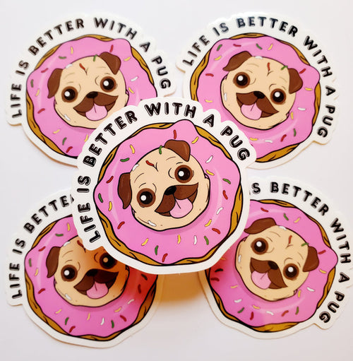 Life Is Better With a Pug Sticker