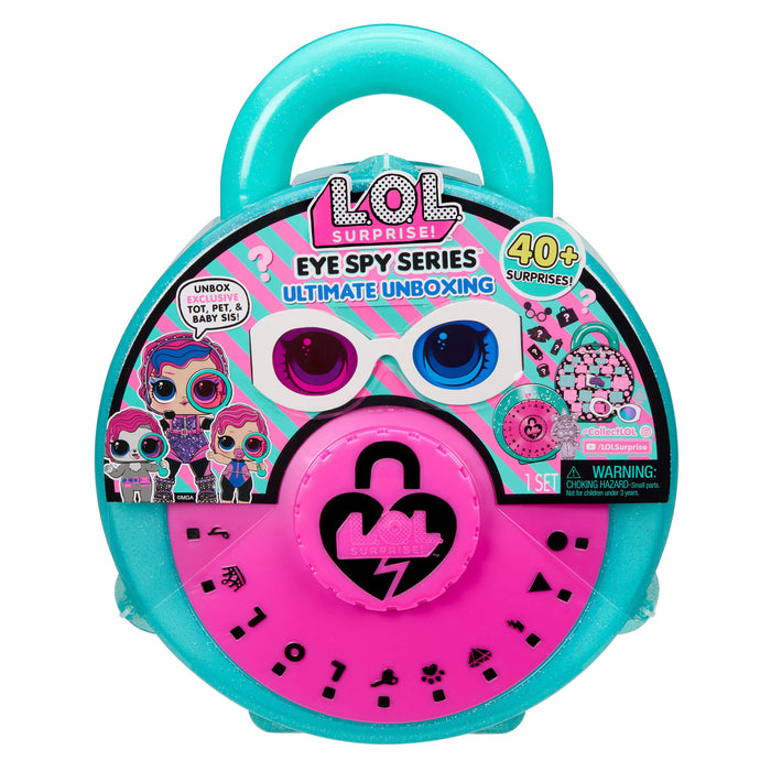 LOL Surprise Eye Spy Series packaging with colorful design and character images.