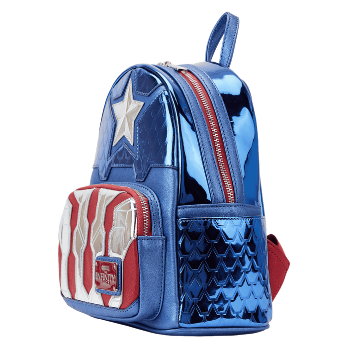 Loungefly Marvel Metallic Captain America Cosplay Mini Backpack