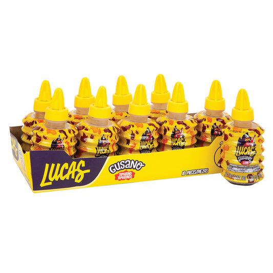 Lucas Gusano Chamoy and Tamarindo Candy Tubes - 10 Count Pack