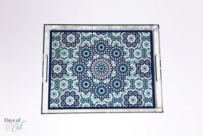 Marrakech Mosaic Acrylic Tray - Blue