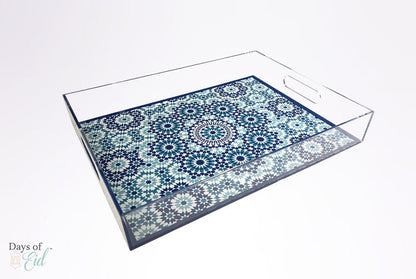 Marrakech Mosaic Acrylic Tray - Blue