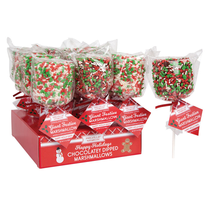 Melville Lollipops Giant Christmas Marshmallow Lollipop - 12 Count