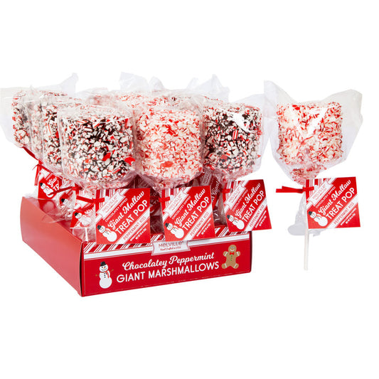 Melville Lollipops Giant Crushed Peppermint Marshmallow Lollipop - 12 Count 1.7 OZ