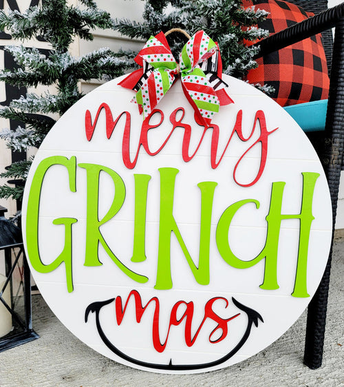 Merry Grinchmas Smile Door Hanger