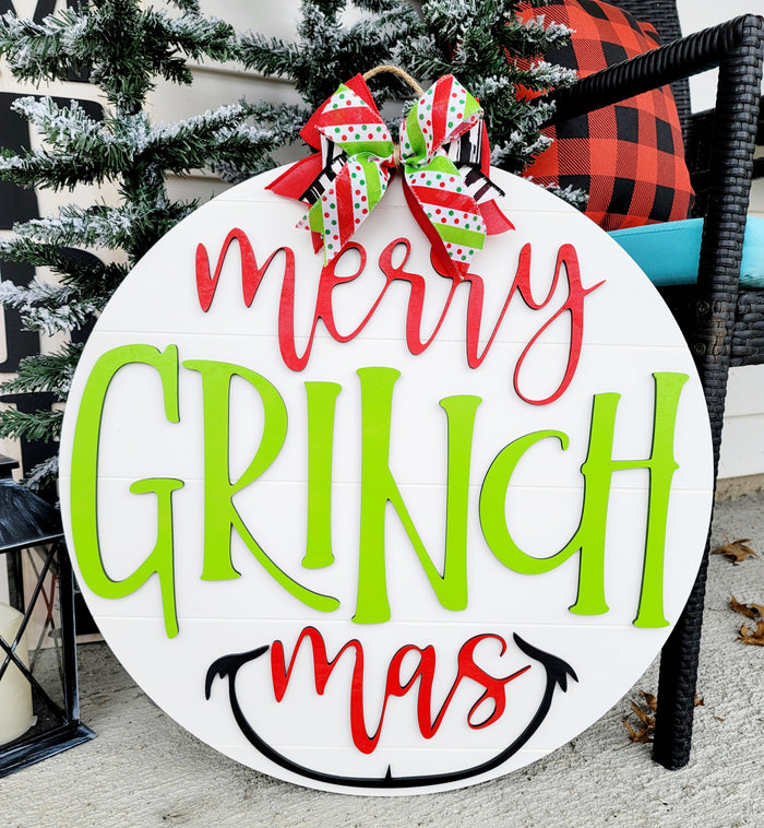 Merry Grinchmas Smile Door Hanger