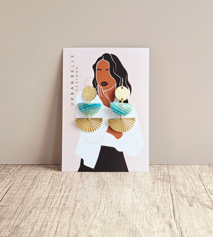 MIA Aqua Statement Earrings 14K Gold Filled