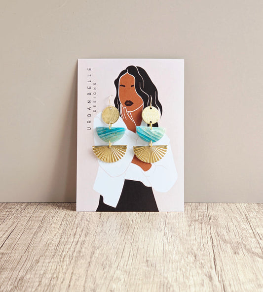 MIA Aqua Statement Earrings 14K Gold Filled