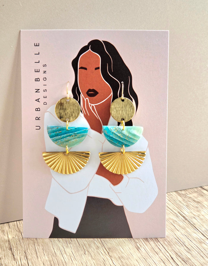 MIA Aqua Statement Earrings 14K Gold Filled